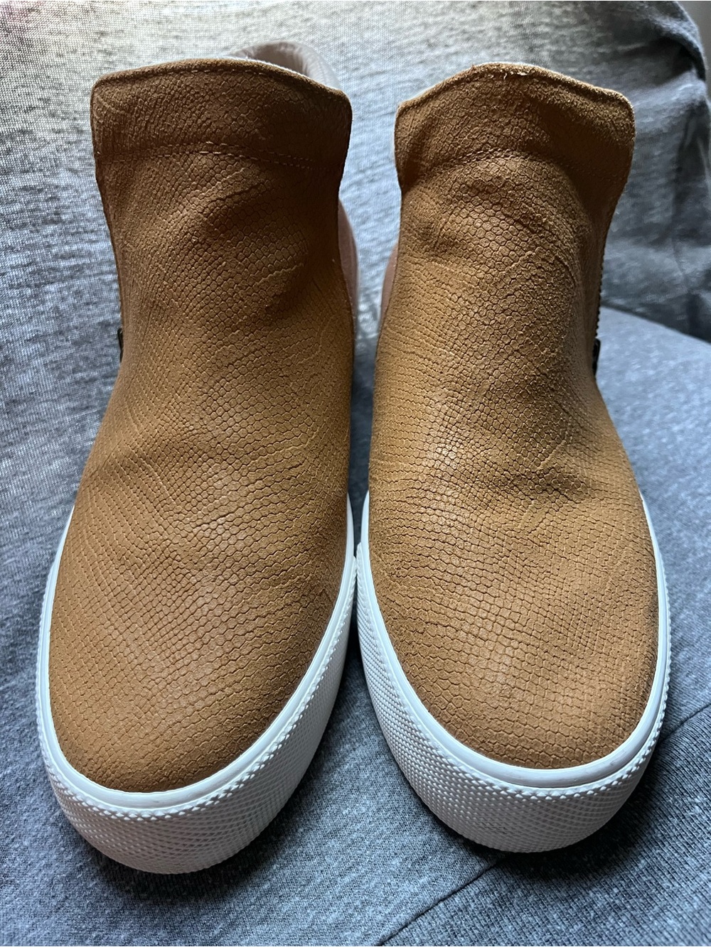 Keds Zip Bootie Women's Size 7 Tan Brown Suede Canvas Ankle Boots EUC